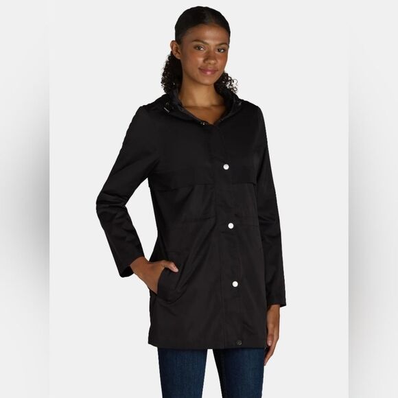 🩵NWT Black Anorak Lightweight Hooded Rain Jacket Large - Picture 1 of 14